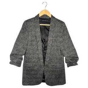 Zara Tweed Blazer Grey/Black Houndstooth Oversized Extra Large